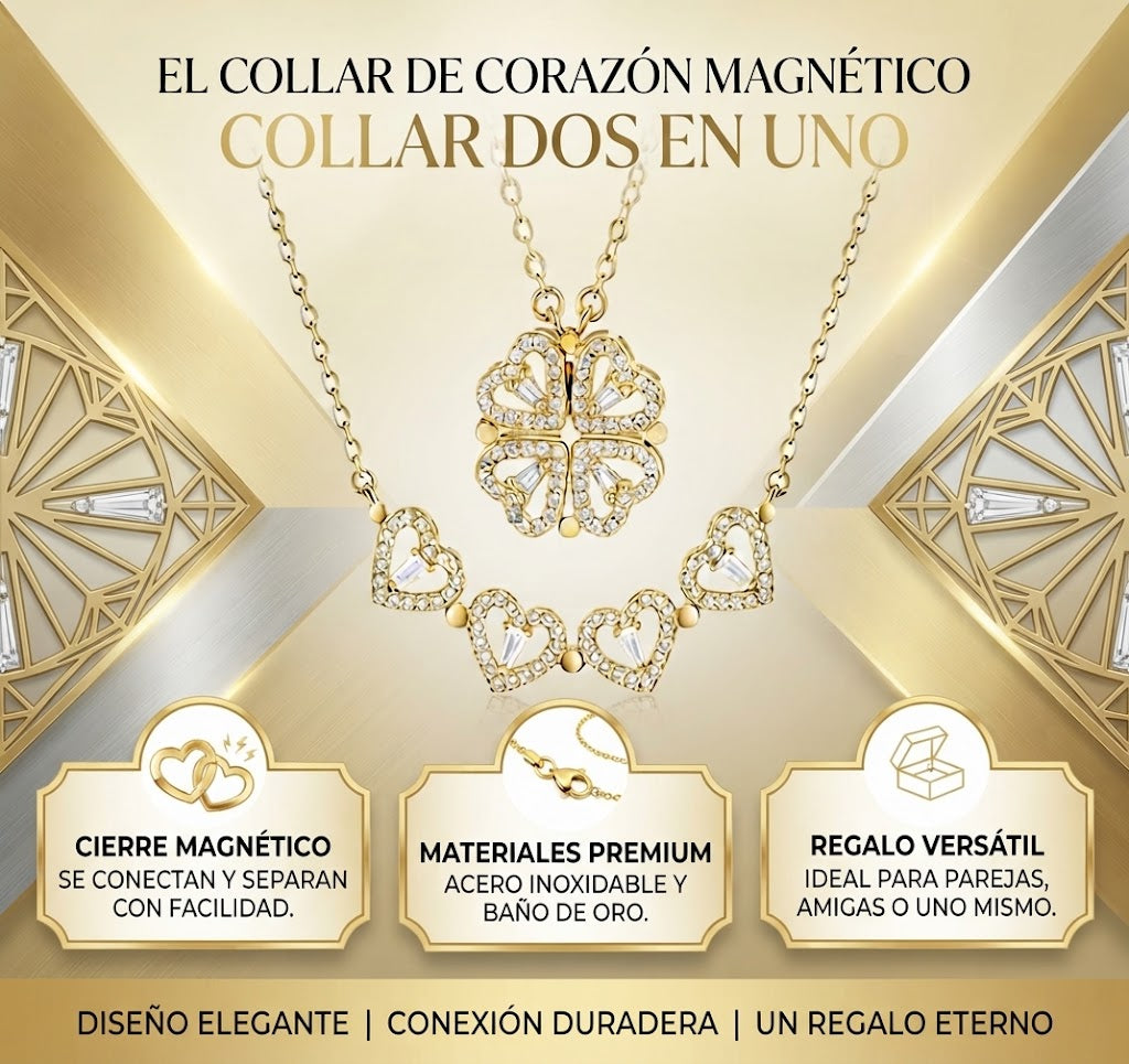Collar de corazón magnético | Collar dos en uno