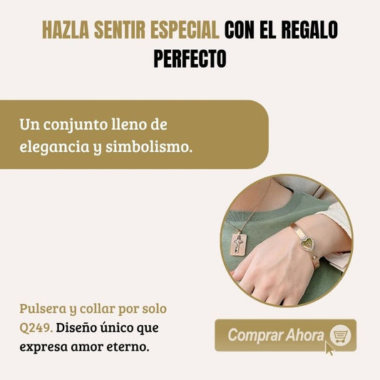 Conjunto Pulsera y Collar Corazón y Llave