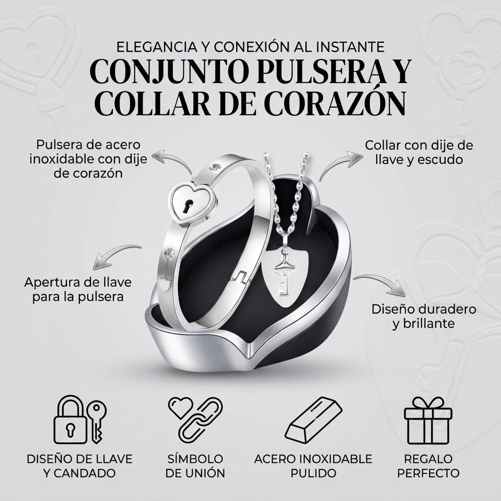 Conjunto Pulsera y Collar de Corazón