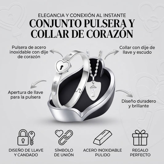 Conjunto Pulsera y Collar de Corazón